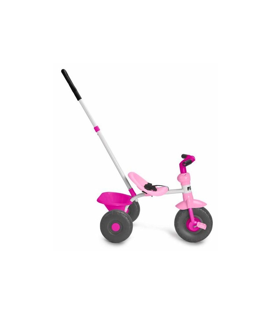 Triciclo de Passeio e Pedal para Bebe Calesita Moto Uno Rosa - Maçã Verde  Baby