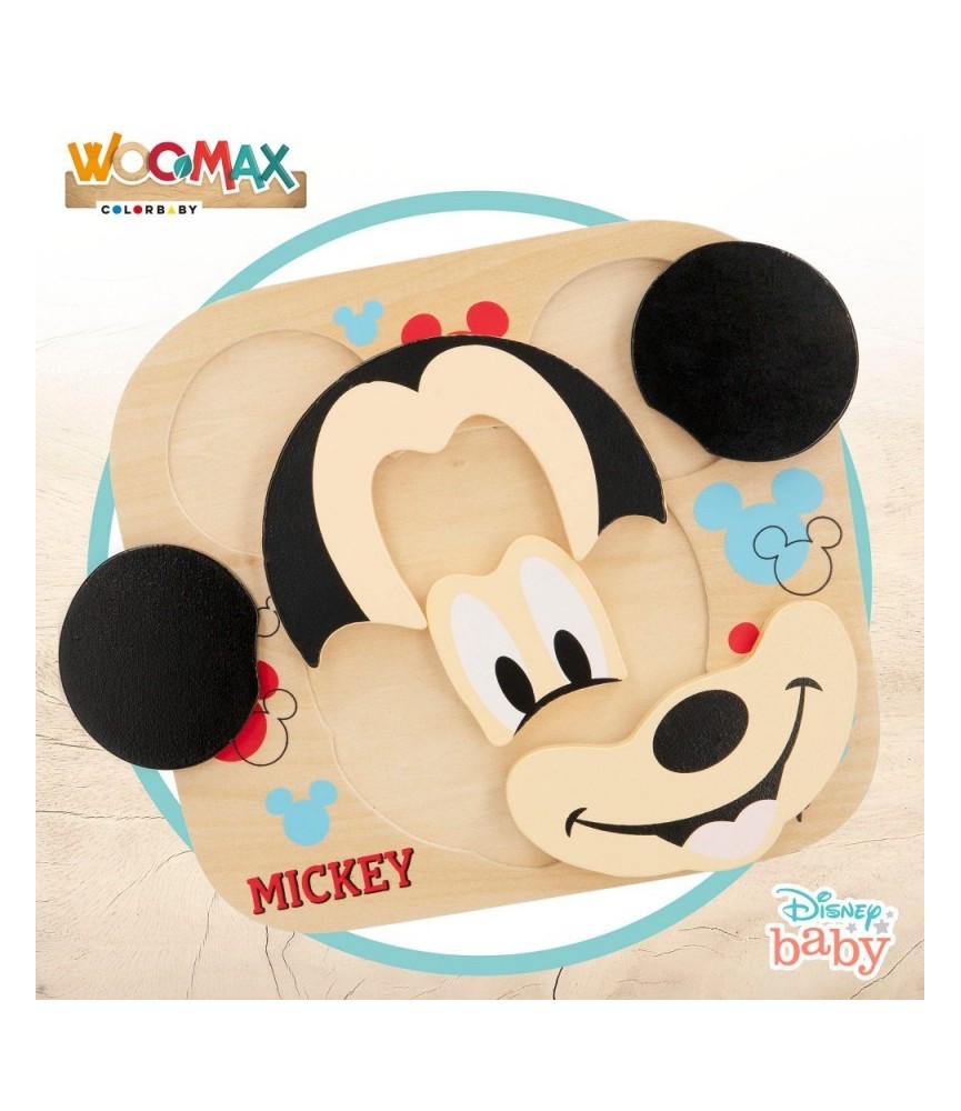 Brinquedo Educativo Blocos Montar Mickey 71 Peças Madeira